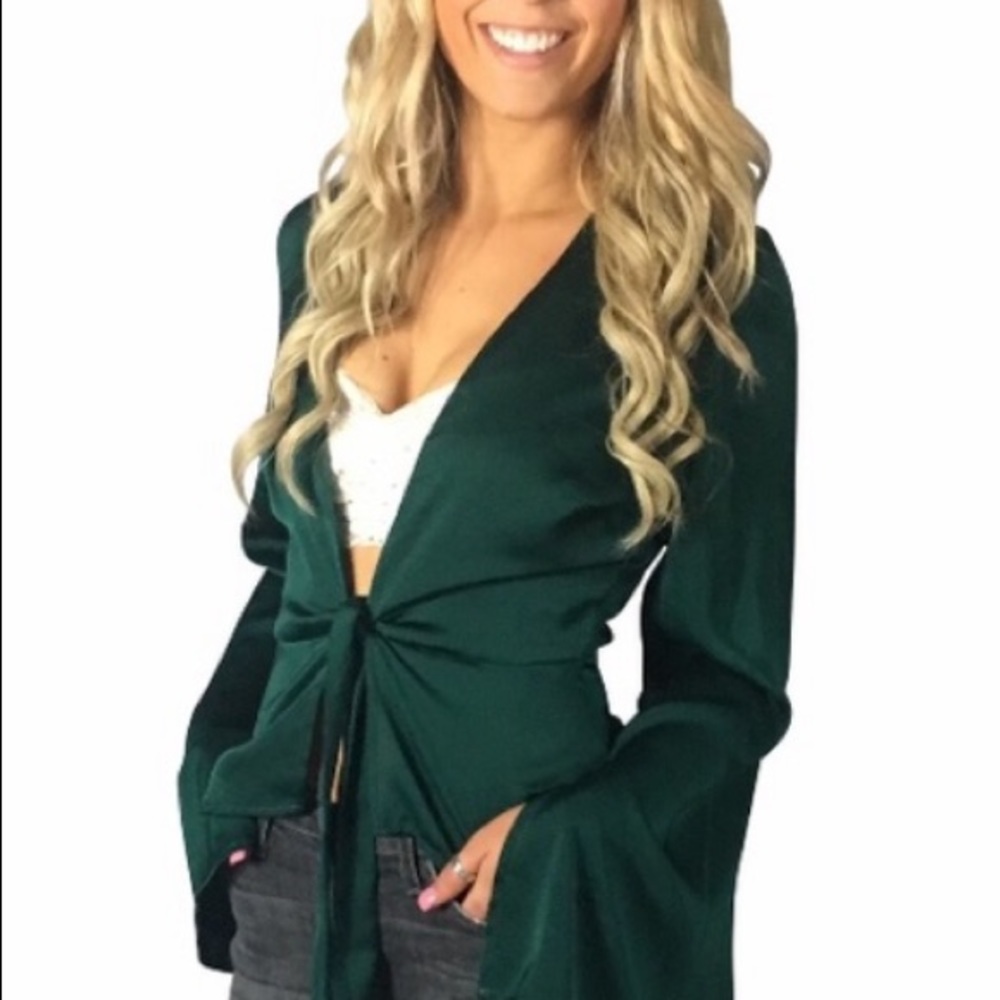 Emerald Tie Blouse